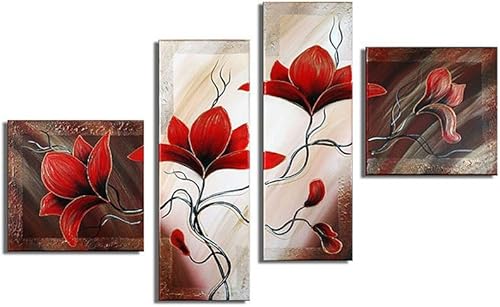 Miniatura 9 de Noah Art -Arte de flores contemporáneo, tulipán blanco en un florero, imágenes de flores 100% pintadas a mano, pintura al óleo abstracta de flores