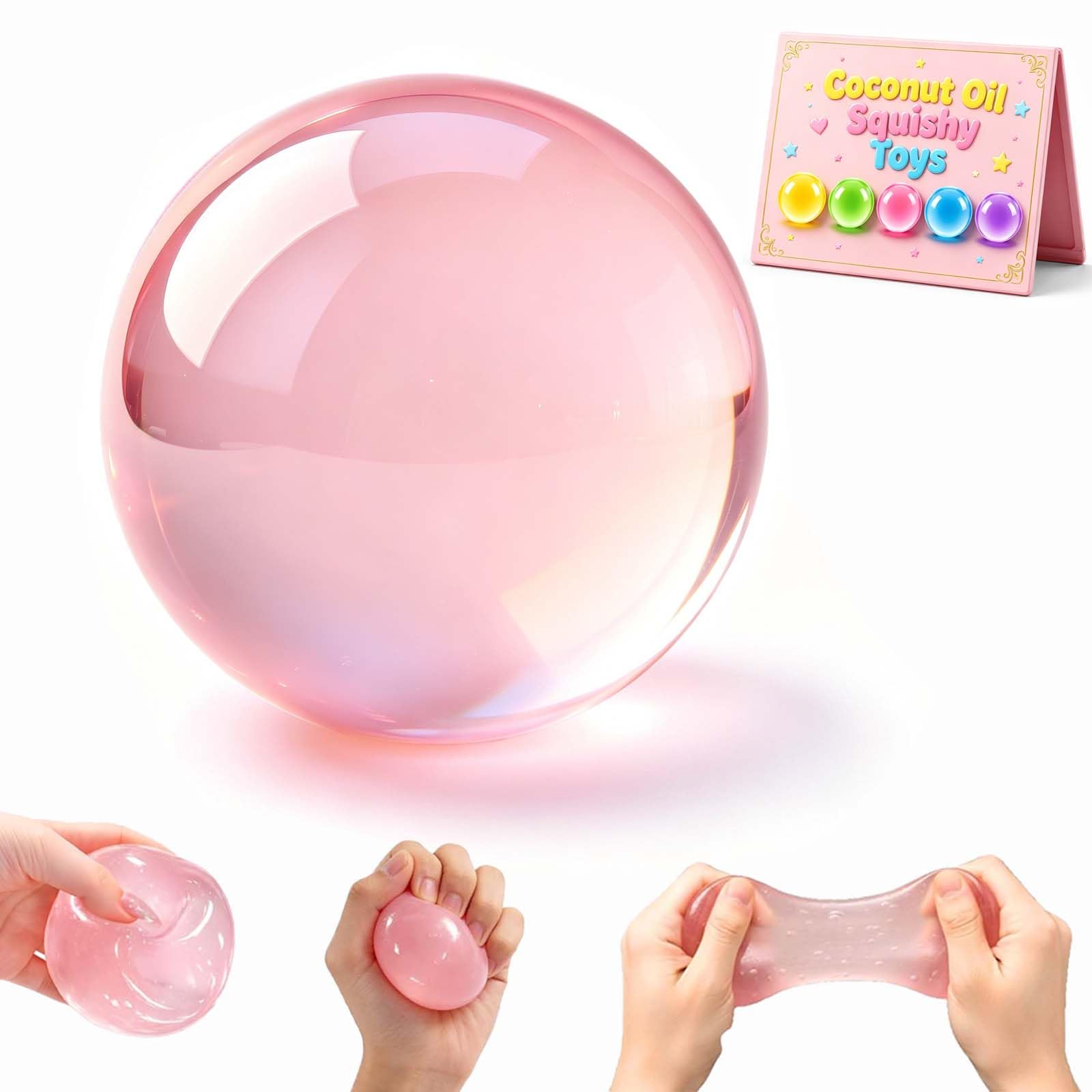 Photo 1 of Pink Coconut Oil Squishy, Slow Rising Coconut Oil Stress Ball for Kid Adult