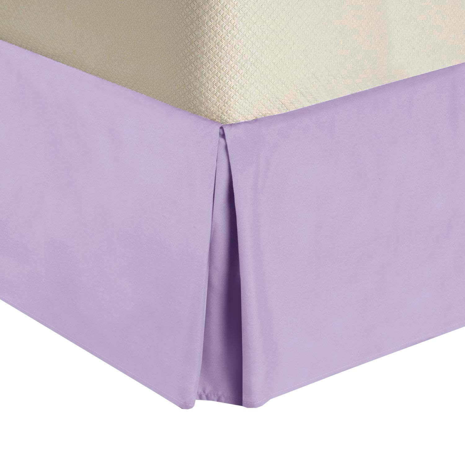 Royal Tradition Solid 300 Thread Count, 100-Percent Cotton Twin XL Pleated Tailored with 15-Inch Drop and Split Corners Bed Skirt, Lilac