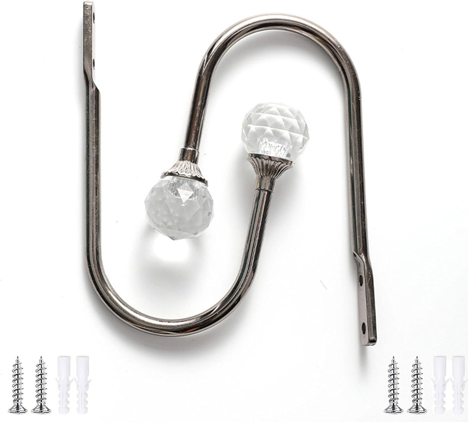 PAQWTYB Hooks, 2 Pack U-Shaped Crystal Curtain Hook Metal Wall