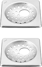 LIPKA Pack of 2 UNO Stainless Steel Square Floor Drainer with Hole | Floor Drainer for Bathroom 4 x 4 Inches with Hole| Bathroom Floor Jali | Floor Trap Jali | Bathroom Drain Jali with Hole