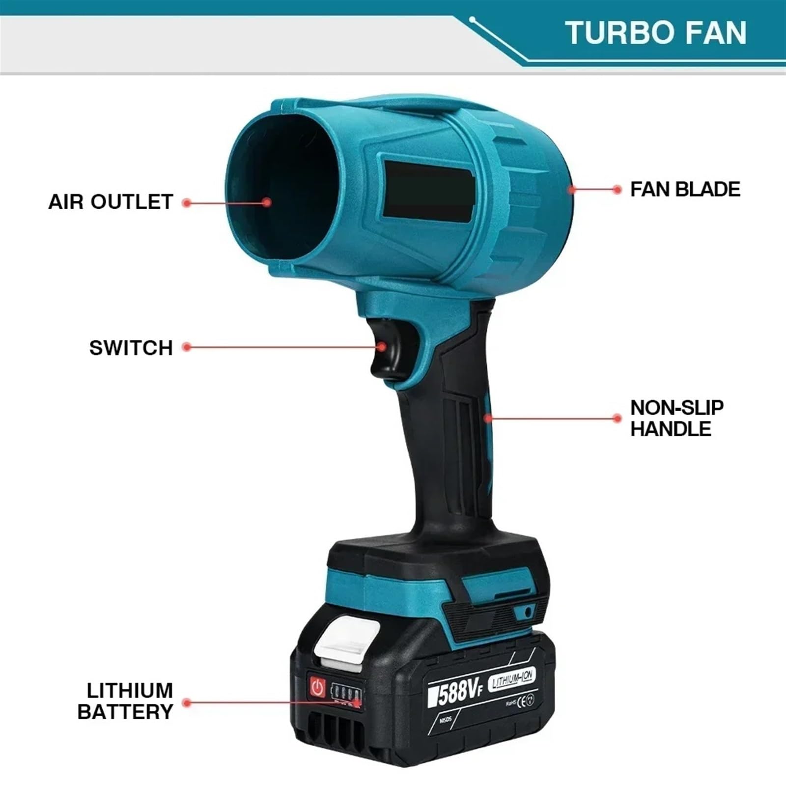 Radialgebläse, Bürstenloser 2000W Elektro-Turbo-Gebläse-Jet-Fan 200M/S heftiger Auto-Trockner-bläser-Elektrowerkzeug