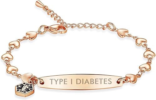 Miniatura 33 de mnmoom Pulseras de alerta médica para mujeres 6.5-8 pulgadas ajustables corazón links pulseras médicas con grabado