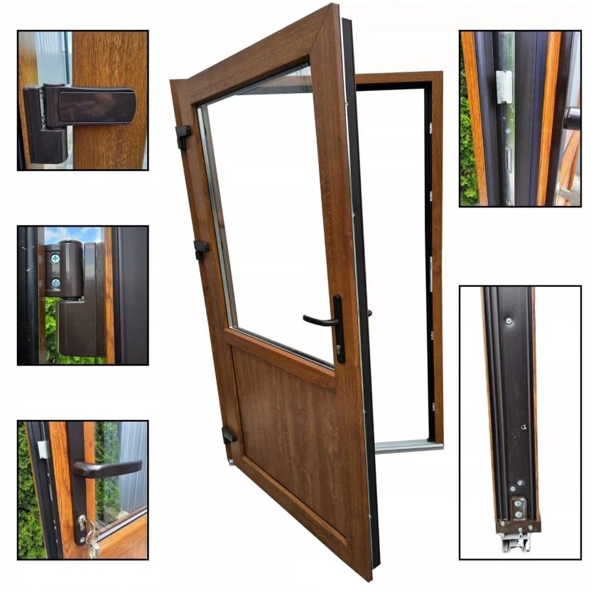 Porta esterna 100 x 200 cm DIN destra, porta d'ingresso laterale con vetro, porta multiuso per ufficio, negozio, cantina o soggiorno, porta laterale con vetro isolante per spazi commerciali, antracite