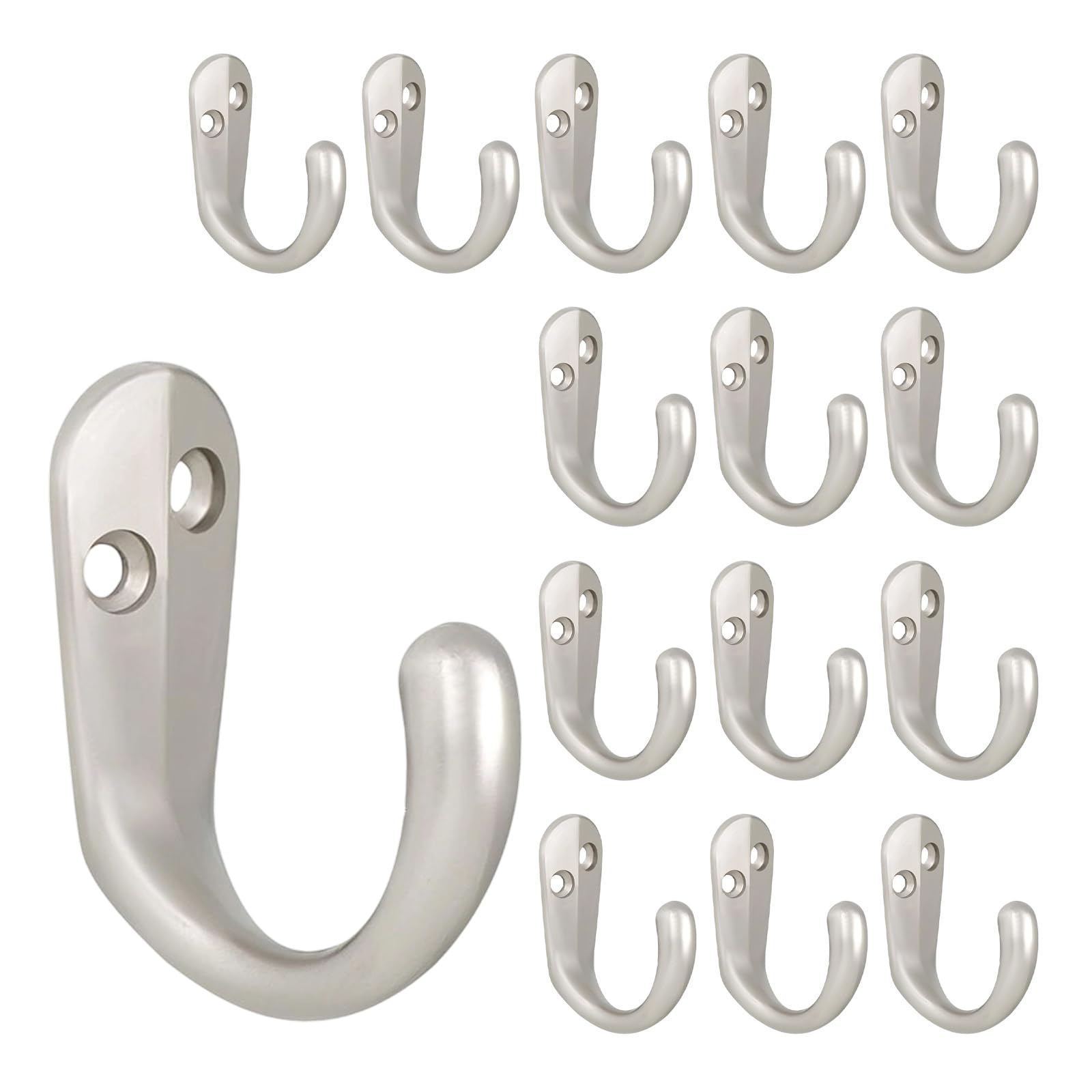 Zyouqi Silver Of 20 Wall Hook Heavy Duty Rustproof Kirsite Perfect For Coat Jackets Robes Bags Purses Storage Sturdy Hook