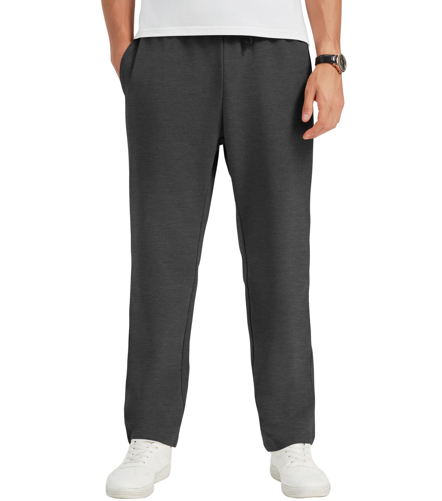 Idtswch 32/34/36/38/40 Long Inseam Men's Tall Yoga Sweatpants Open Bottom Joggers Casual Loose Fit Pants with Pockets