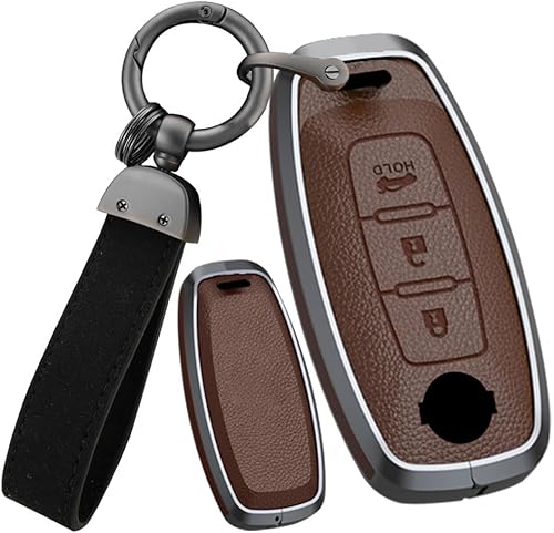 Miniatura 8 de ontto Funda de cuero para llave de automóvil para Nissan Rogue Pathfinder X-Trail Versa Kicks Ariya Qashqai Teana, accesorios antiarañazos, funda