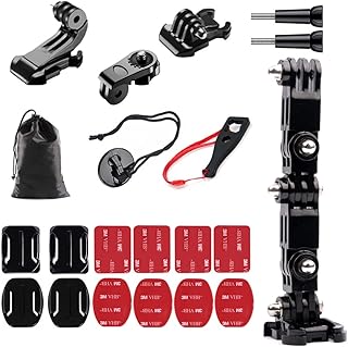 YHTSPORT Gopro Helmet Mounts Accessory Kit for Action Camera, Motorcycle Helmet Mount Kit, Adhesive Mount + Gopro Extension Arm, Gopro Mount Compatible with Gopro, DJI OSMO Action, YI Action Camera
