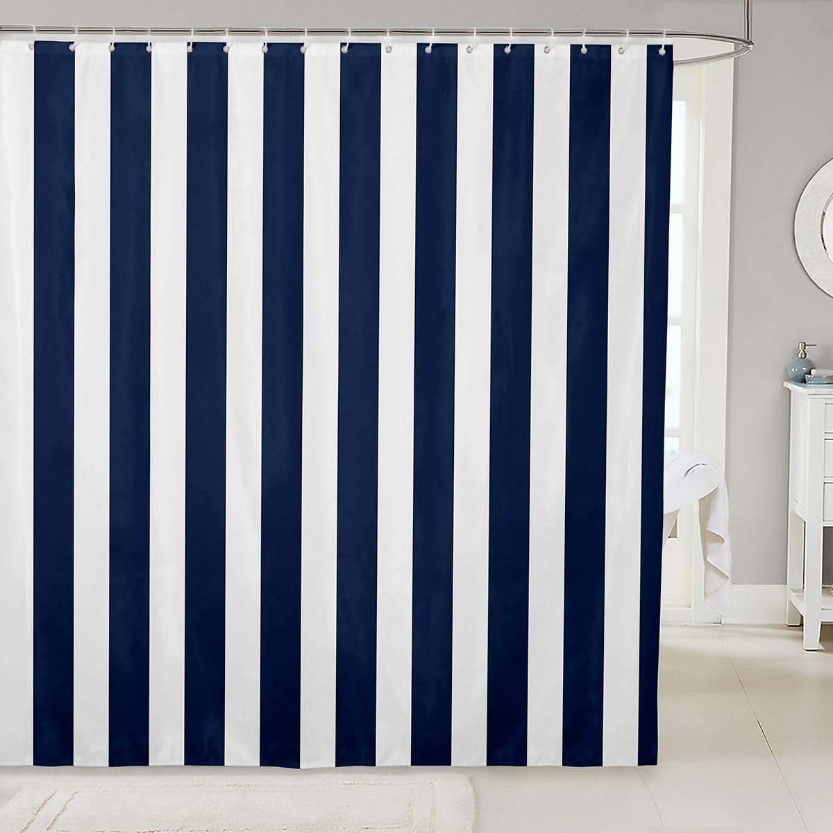 Erosebridal Beige and Black Striped Shower Curtain Simple Vertical Stripes Bath Curtain Modern Abstract Minimalist Aesthetic Bathroom Accessories Retro Vintage Stripe Fabric Shower Curtains 72"Wx72"L image 5