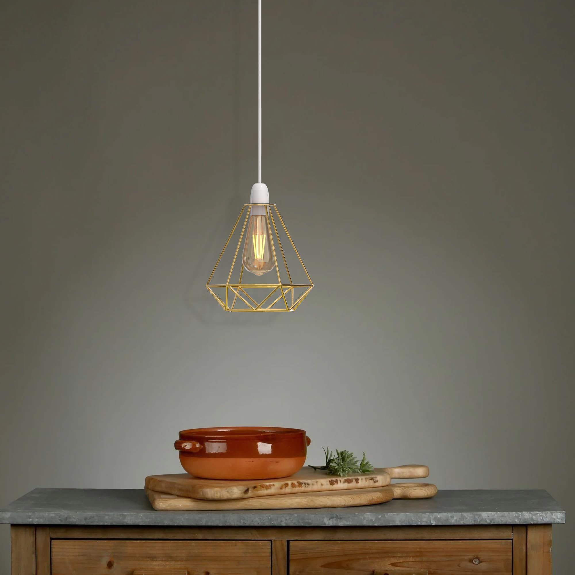 Moderne schwarze geometrische Decken Pendelleuchtenschirme, Drahtkäfig Lampenschirme - Bild 13 von 48