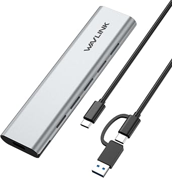 WAVLINK NVMe Enclosure, NVMe to USB 10Gbps Aluminum External M.2 NVM e and SATA SSD Enclosure, Supports UASP Trim for M-Key/B+M Key NVM e PCIe and SATA SSDs in Sizes 2230/2242/2260/2280, up to 8TB