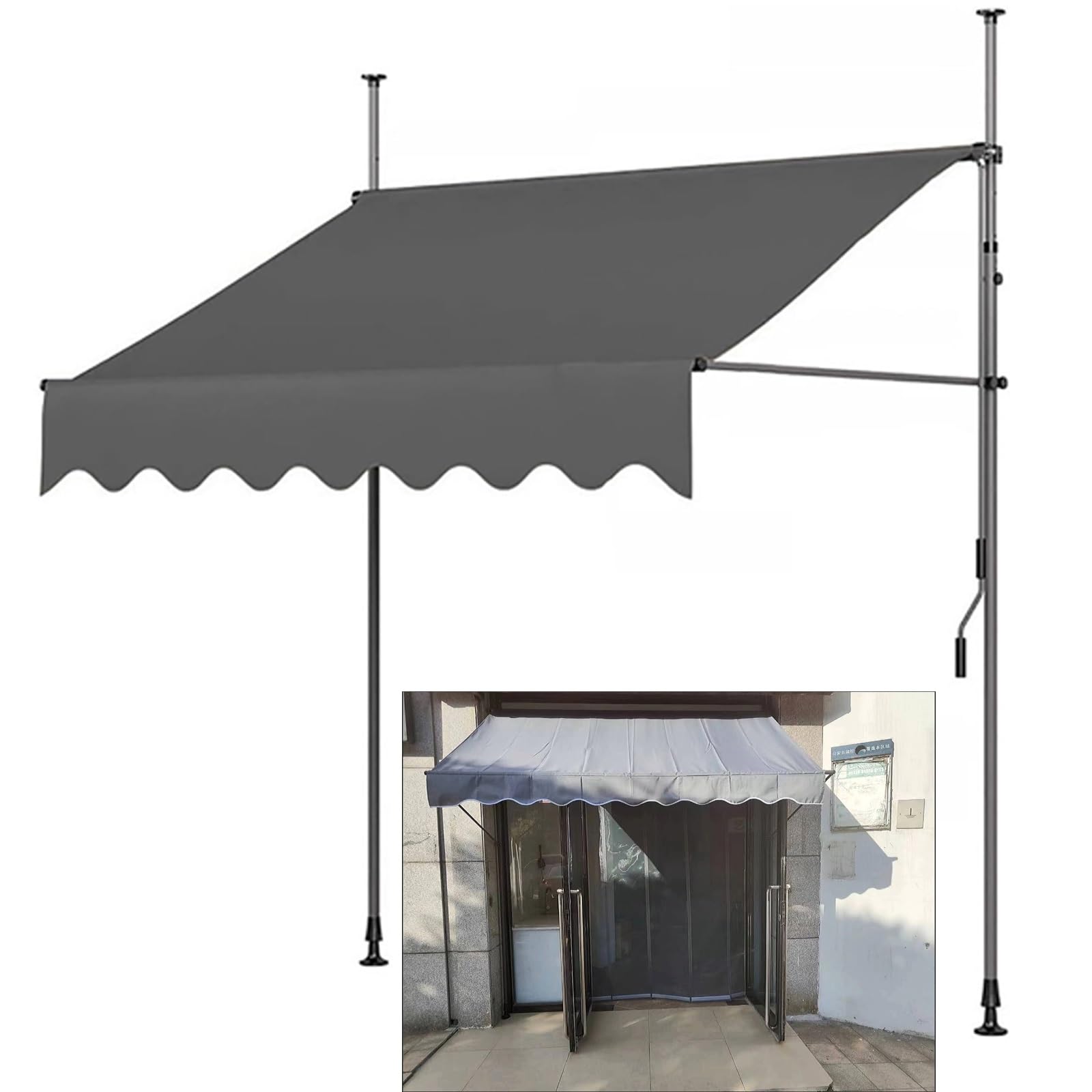 Toldo retráctil manual para patio en poliéster con altura ajustable resistente al agua exterior