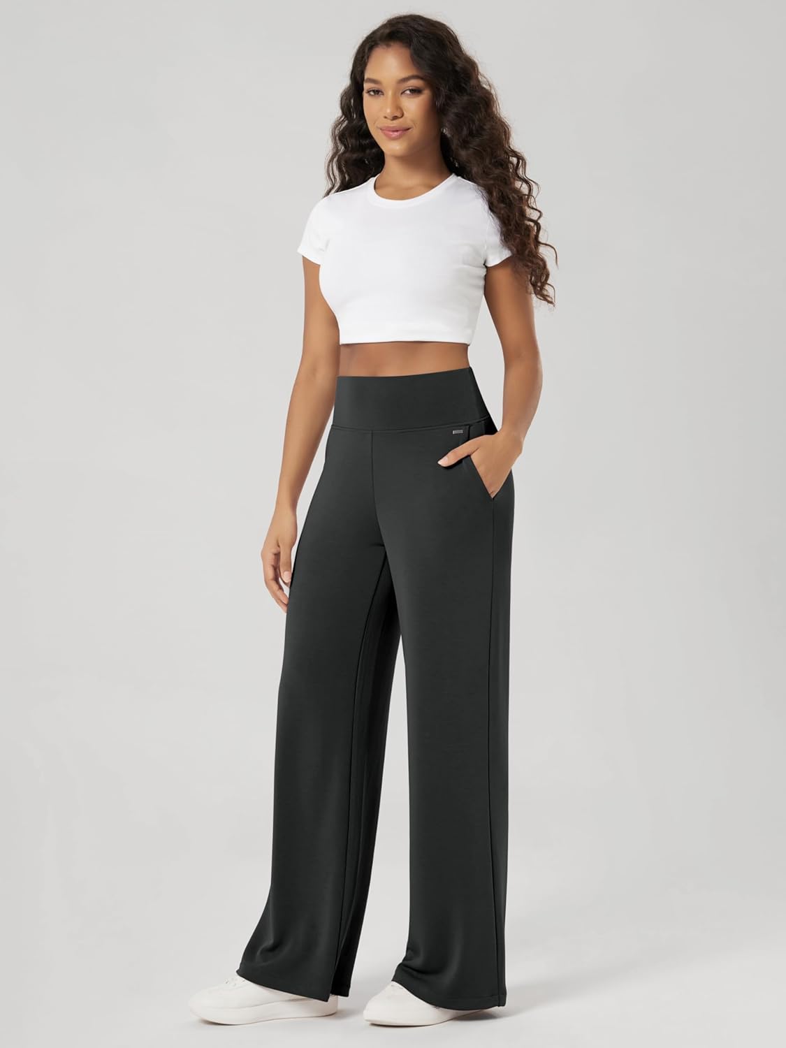 ODODOS Women's Modal Soft Adjustable Wide Leg Pants – High Waist Relaxed Fit Casual Pants with Pockets, 29" Inseam - Image 2