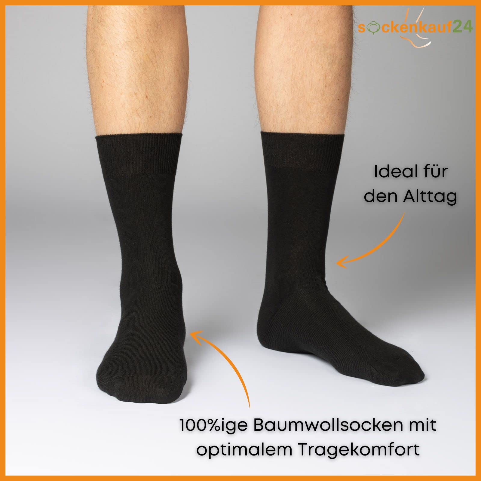sockenkauf24 10 Paar Socken 100% Baumwolle Herren & Damen mit Komfortbund ohne Naht