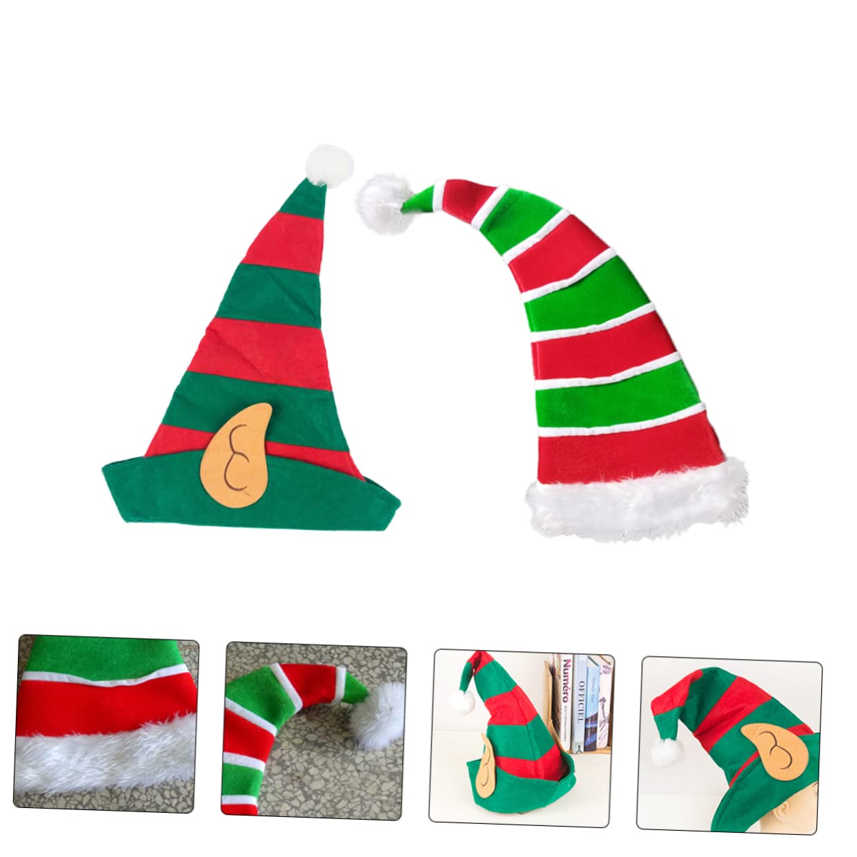 KOMBIUDA 4piezas Sombreros De Navidad Para Adultos De Gorro De Duende Divertido Para Fiestas y Celebraciones Festivas
