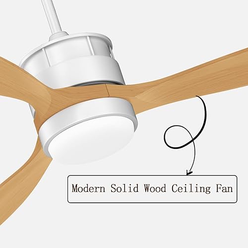 Miniatura 6 de Ventilador de techo de 52 pulgadas con control remoto de luz, ventilador de techo para patio al aire libre con luz LED, ventilador de techo moderno
