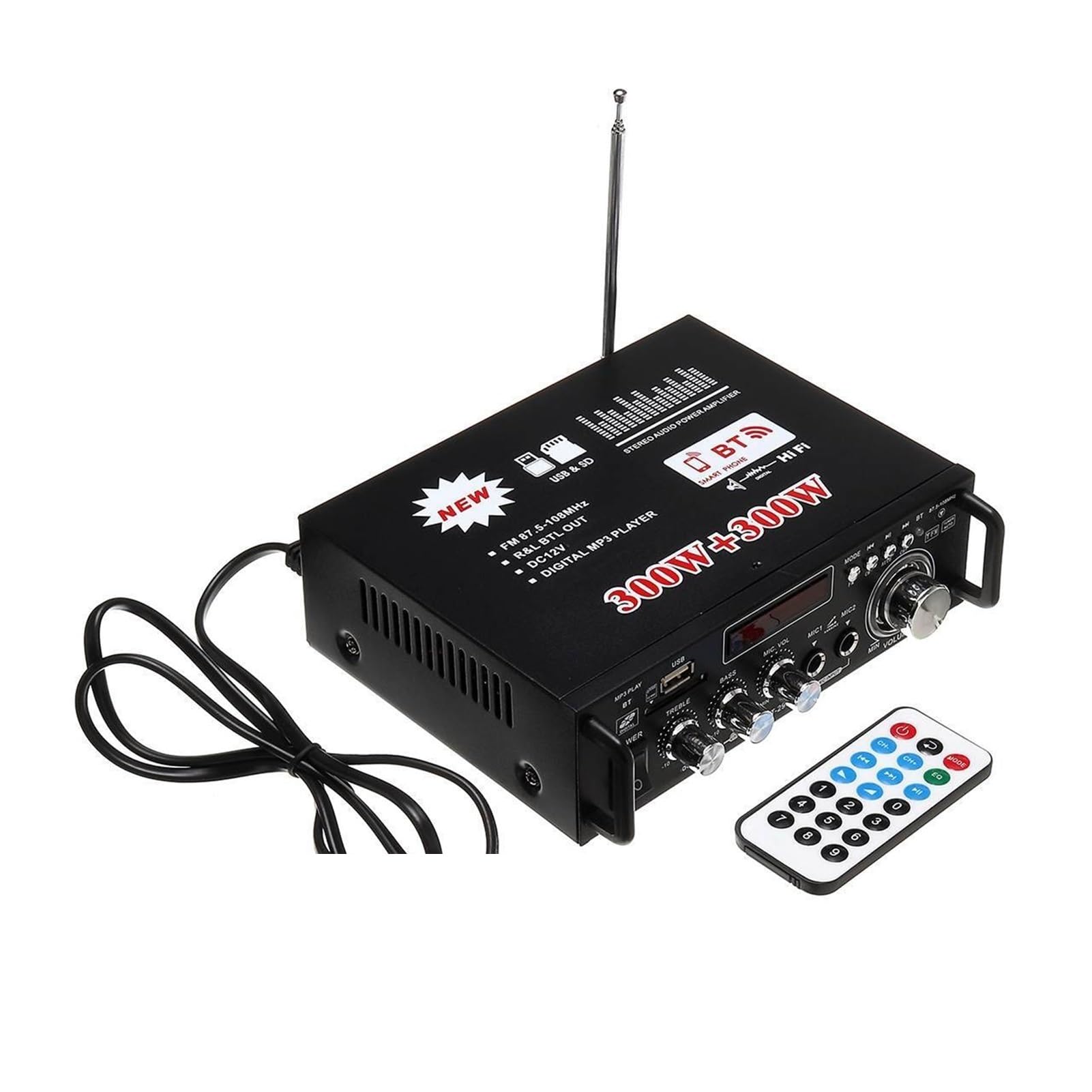 Amplificateur Audio, 800W Amplifie Accueil Amplificateurs Audio Amplificateur Bluetooth Subwoofer Amplificateur Home Théâtre Système sonore Amplificateur Professional(Amplifier and light)