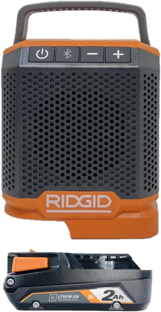 RIDGID 18V Cordless Speaker Kit with Bluetooth Technology - Battery and Charger Included - Bulk Packaged