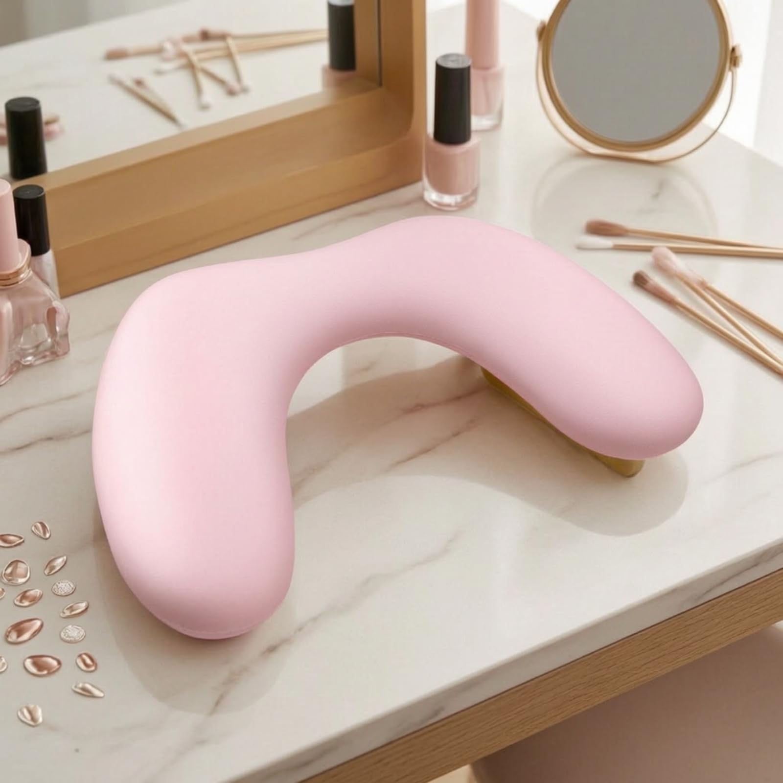 Reposa con Patas Madera Desmontables Ergonómico Apoya Manicura Resisn Reposabrazos en Forma U para Manicuristas,