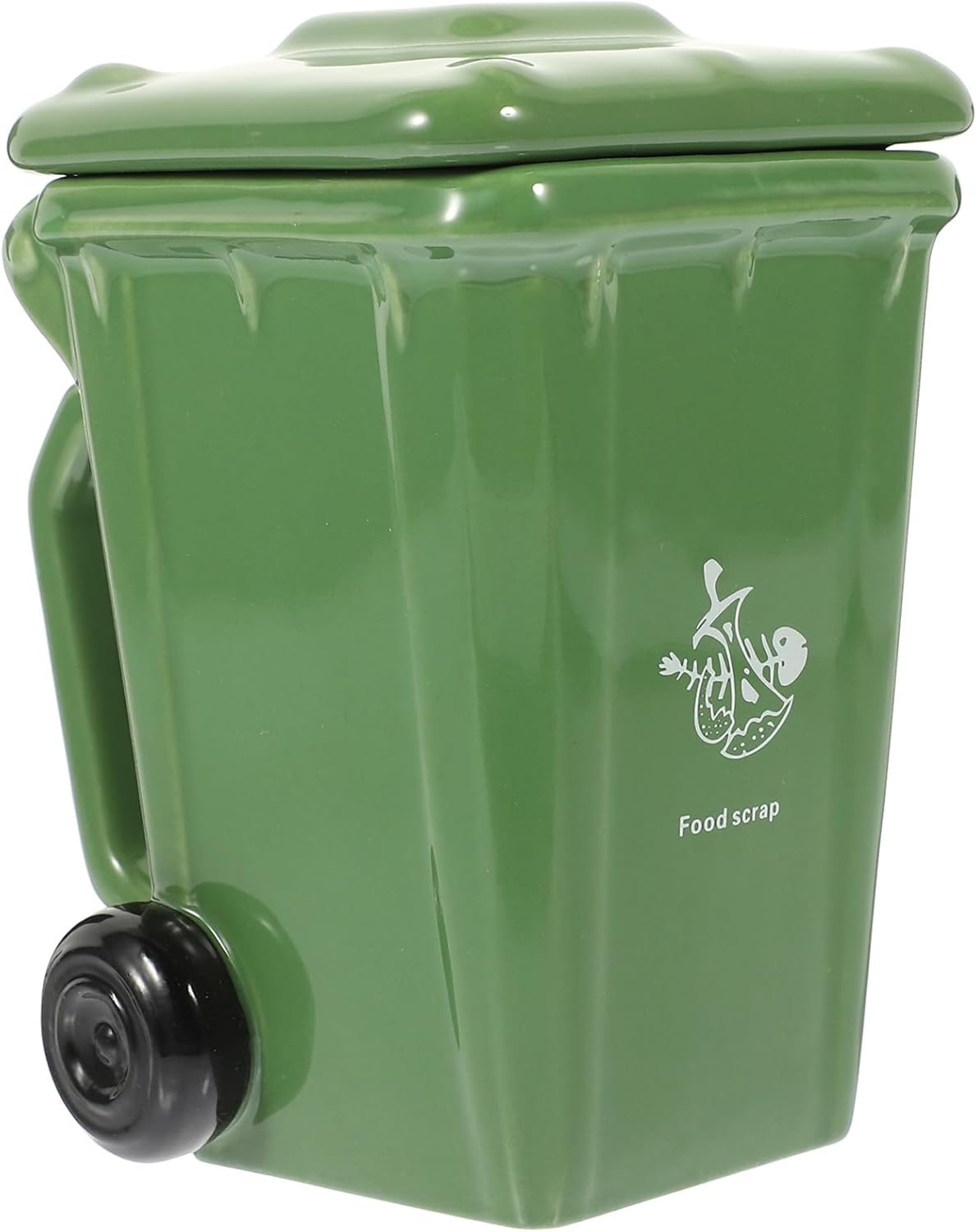 CALLARON Ceramic Travel Mug Trash Can Mug Funny Ceramic with Lid Recycling Bin Drinking Tea Cup Decorative Coffee s Unique Present for Halloween Xmas Men Women Office Work Green