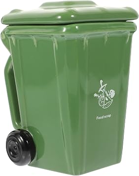 CALLARON Ceramic Travel Mug Trash Can Mug Funny Ceramic with Lid Recycling Bin Drinking Tea Cup Decorative Coffee s Unique Present for Halloween Xmas Men Women Office Work Green