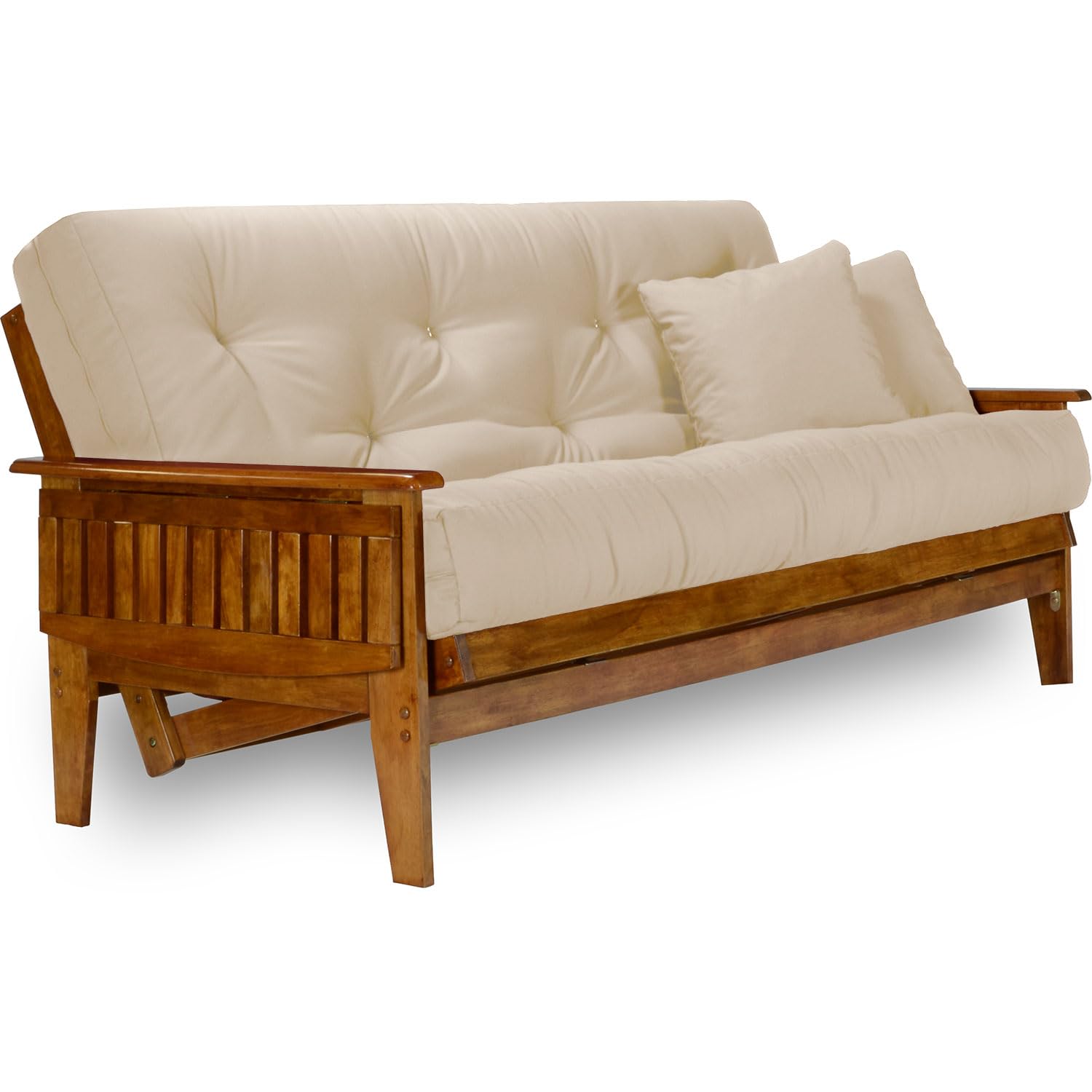 Nirvana Futons Eastridge Futon Set - Queen Size, Frame, 8" Mattress, Twill Khaki Cover