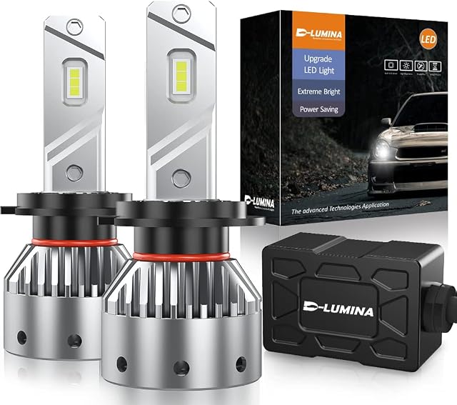 D-Lumina H7 LED Headlight Bulbs, 100W 16000LM 500% Brighter LED Headlights Conversion Kit 6500K Cool White IP68 Waterproof, 100,000 Hour Lifespan, Pack of 2