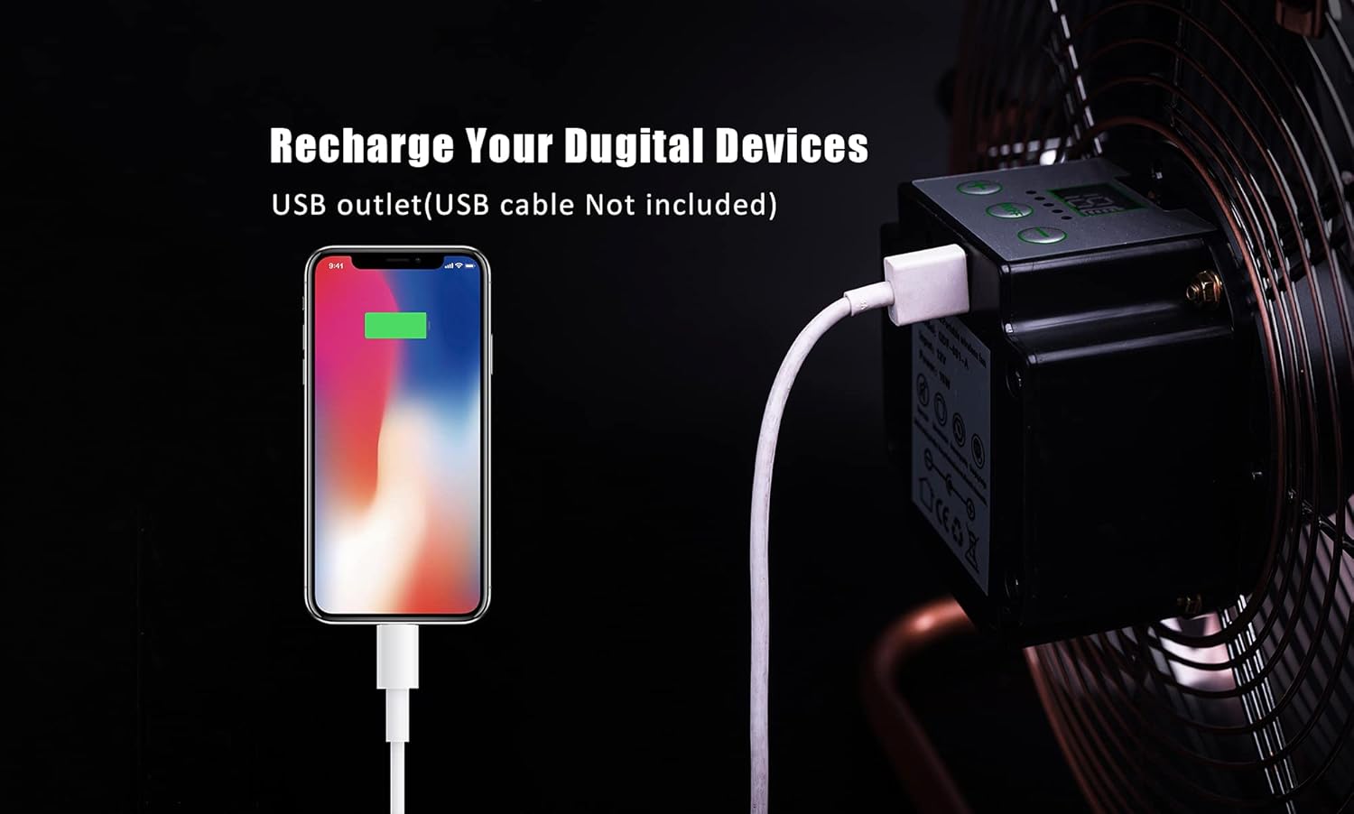 Super Cheap 🛒 Netmetic Cordless Rechargeable Operated Floor Fan ,12 Black Metal Blade Outdoor Camping Fan Can Running Time 4 to 24.The Outdoor Fan With USB Output Function be used at Home , Camping,Barbecue