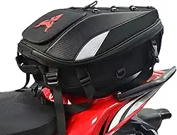 Mochila Baú Bagageiro Para Moto, 37 Litros, À Prova D'água, Cor Preta, Com Capa de Chuva