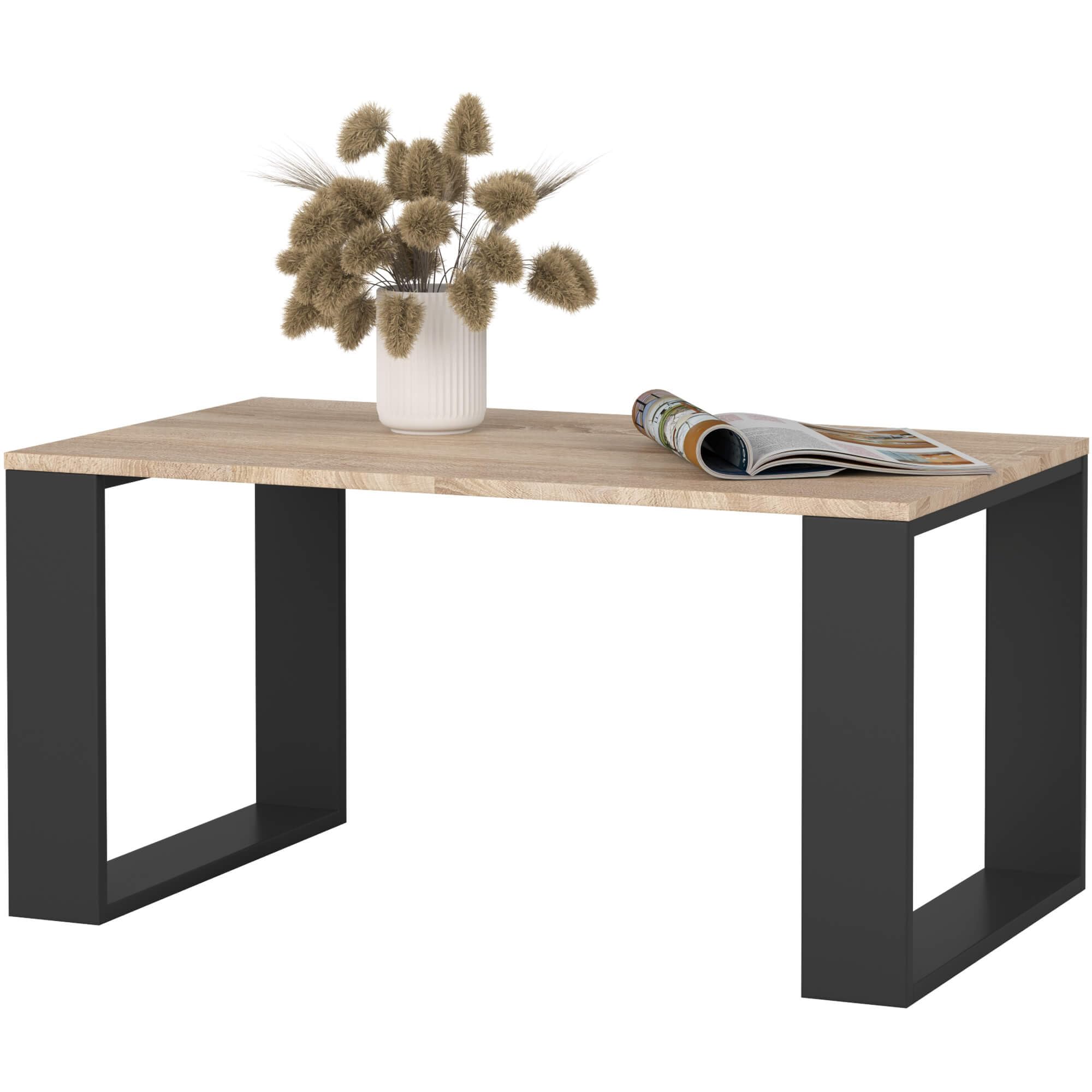 AKORD Mesa de Centro NOX Roble Sonoma 92 cm con Estructura de Patas Negras A92xL45xF53 cm