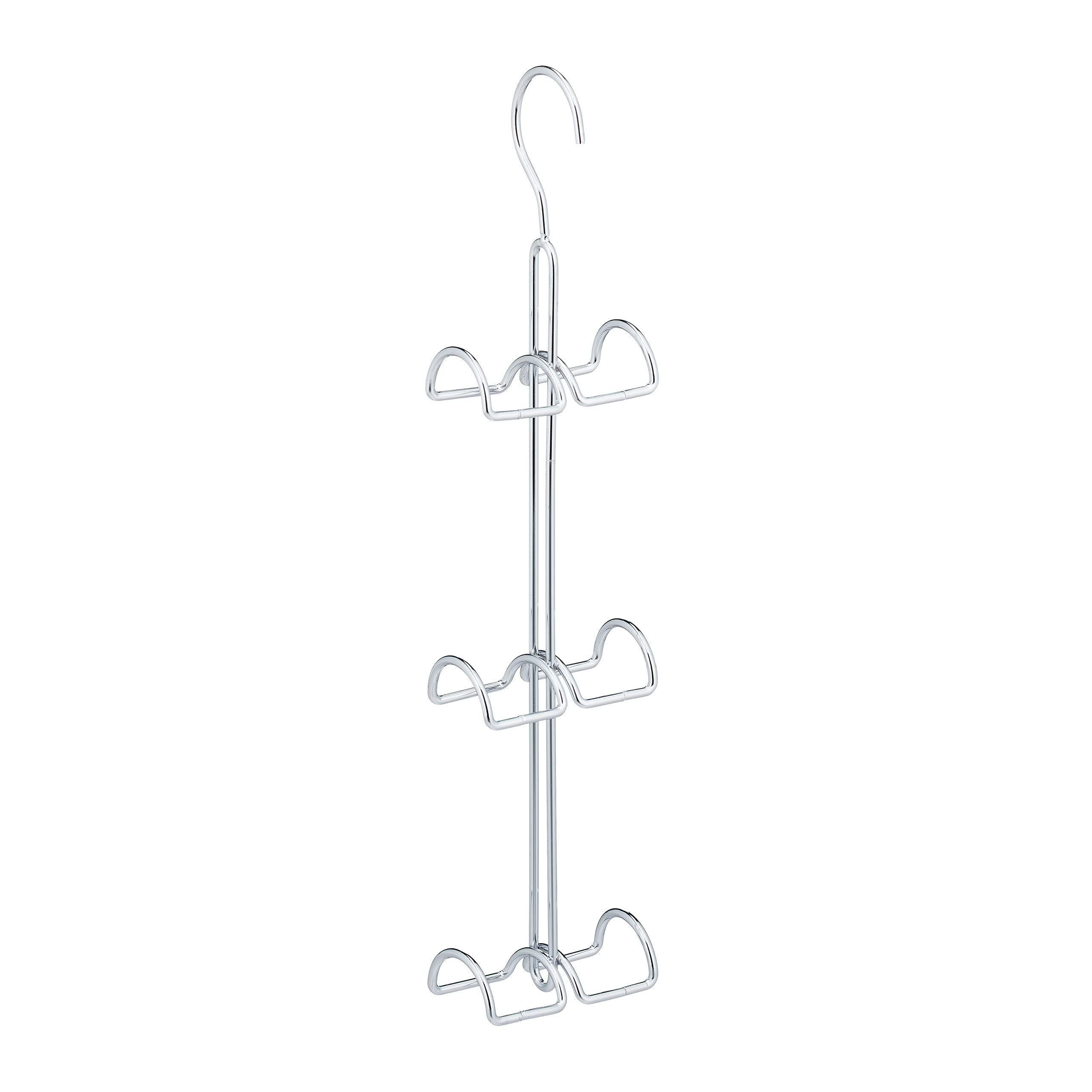 Relaxdays Handbag Storage Rack with 6 Hooks, Space Saving Purse Hanger, Metal Bag Organiser, 39.5 x 8.5 x 4.5 cm, Silver, Iron