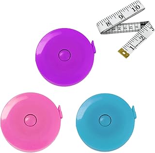 3 Pack Tape Measures Retractable Measuring Tape for Body, 60-Inch 1.5 Meter Dual Sided Flexible Ruler for Medical Craft Fabric Cloth Sewing Tailor Weight Loss Body Measuring Tape (Blue, Purple, Pink)