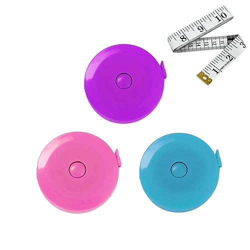 Paquete de 3 cintas métricas retráctiles para cuerpo, 60 pulgadas, 4.9 ft, regla flexible de doble cara para manualidades médicas, tela, tela,