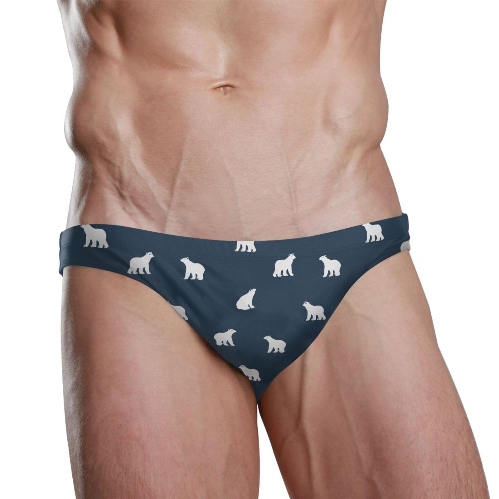 JHKKU Mens Polar Bears Swim Briefs Sexy Bikini Swimwear Quick Dry Swimsuit with Drawstring XXXL