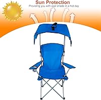 Vista 7 de iMounTEK Silla de camping plegable con toldo con sombra protección solar camping reclinable con bolsa de transporte, asiento plegable de carga