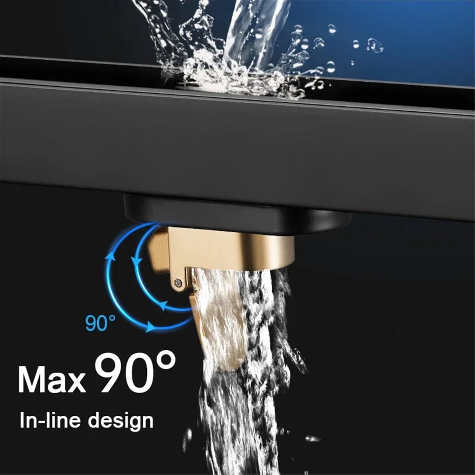 Rejilla Desague Ducha Shower Floor Drain Black 304 Bathroom Drain | Floor Drains Stainless Steel Linear Drainage 3.2Cm Wide Invisible Extremely Narrow Drains(Side 3.2x40cm)