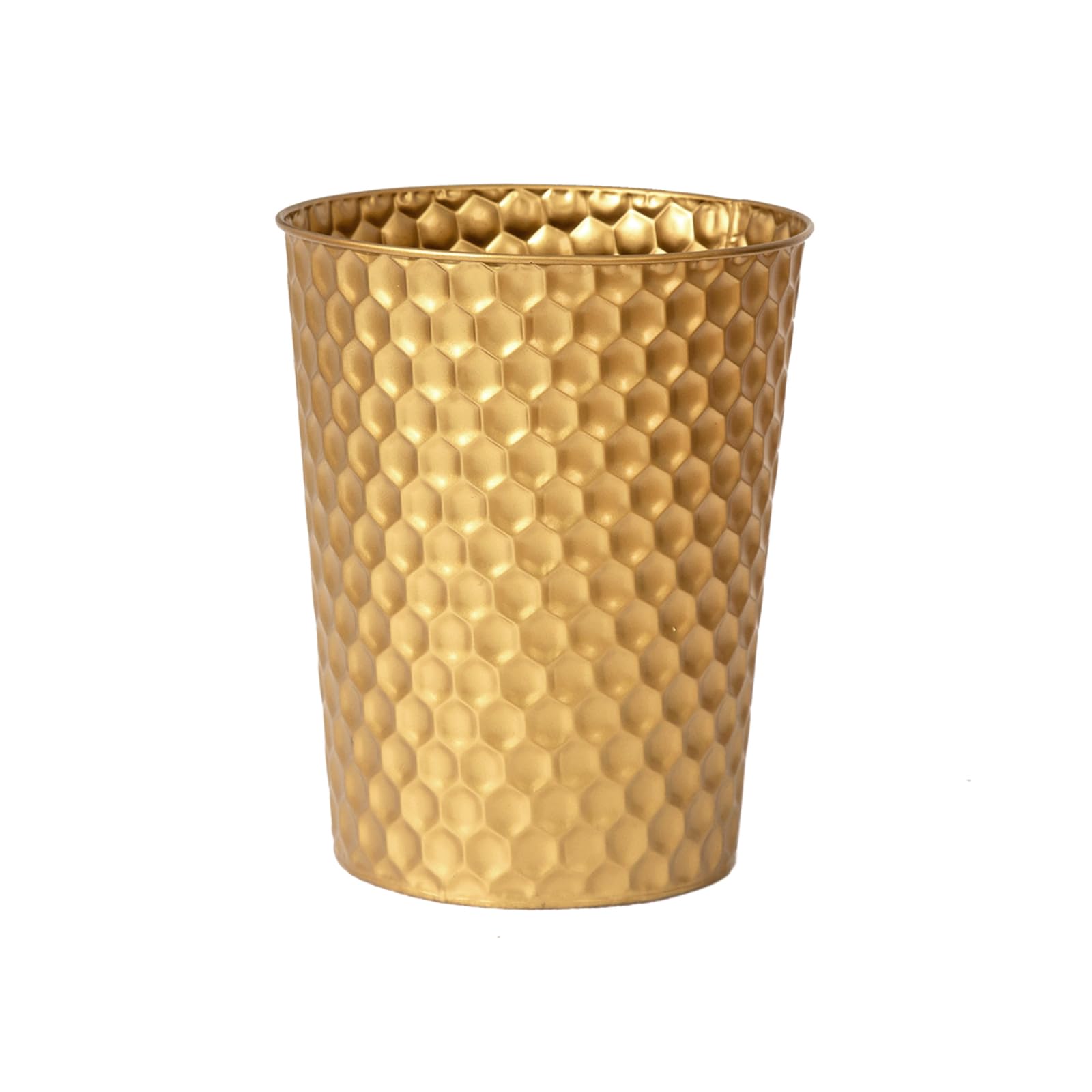 Venalys Small Metal Trash Can Gold Honeycomb