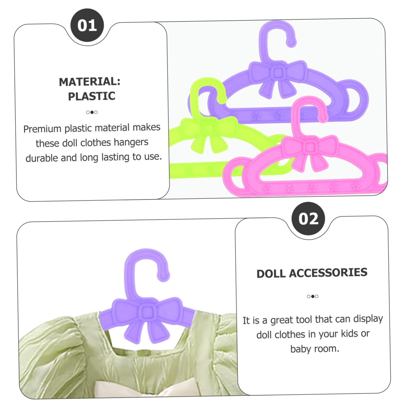 Perchas para Ropa de Muñecas de 18 Pulgadas, 15 Piezas de Plástico | Accesorios para Muñecas de Niñas, para Prendas de Muñeca, Uso en Habitación Infantil y Navidad