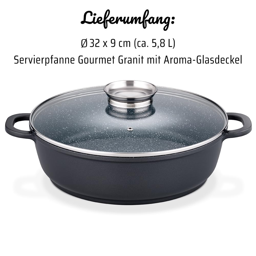 Gsw Gourmet Servierpfanne aus Granit mit Aroma Glasdeckel – Bild 7