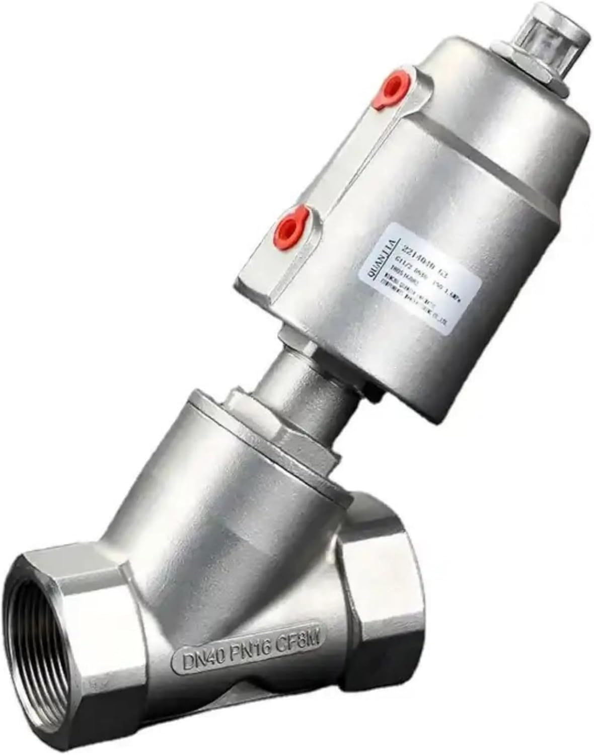 DN15 304 Stainless Steel Pneumatic Seat Valve 16bar for Steam Gas Oil Normally Closed Angle Seat Valve Pneumatic
