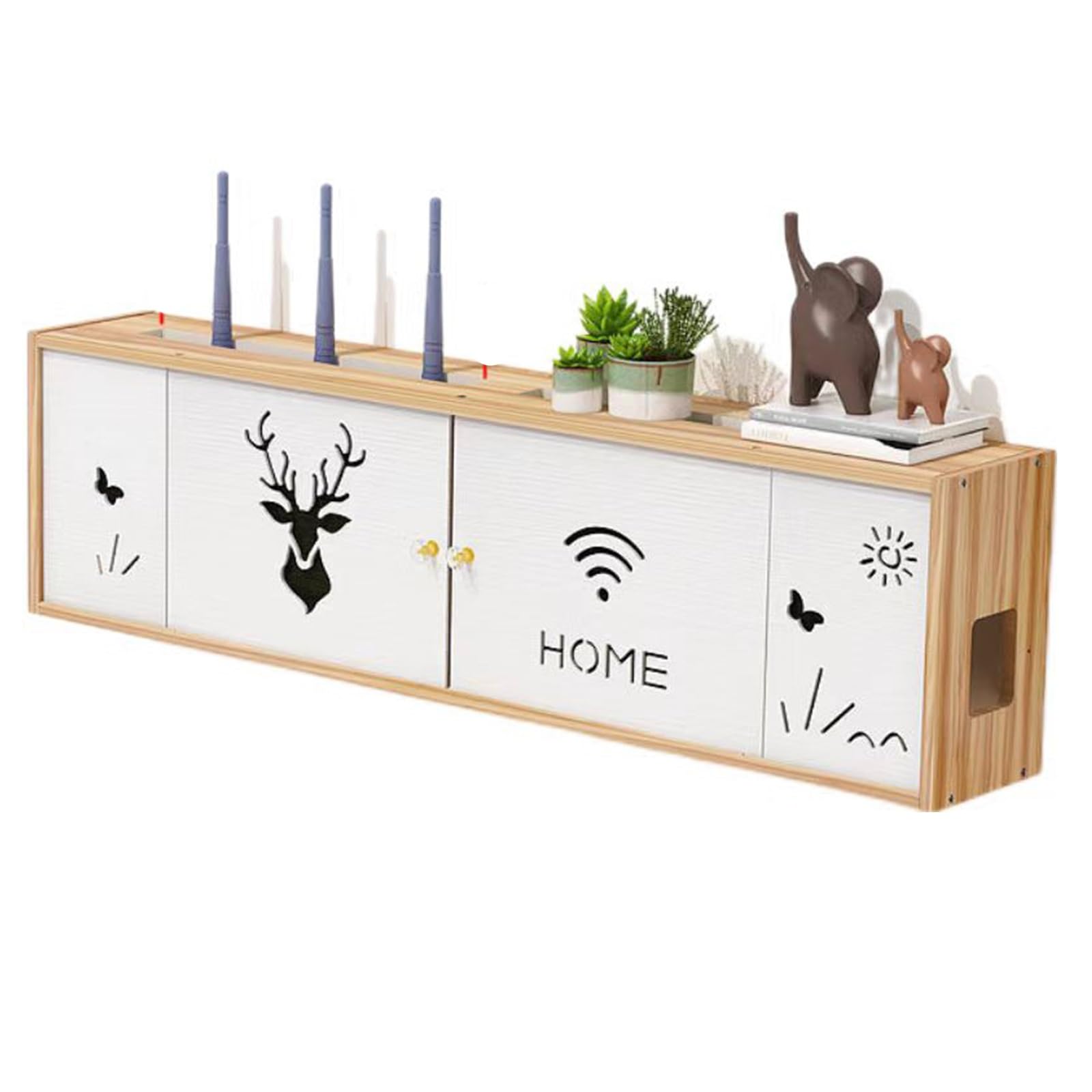 Router Schrank, Router Aufbewahrungsbox, Wall Mounted WiFi Router Storage Box-Router Verstecken, Cable Management Und Organizing Box for Büro Und Haus(Walnut,74 * 20 * 12cm)