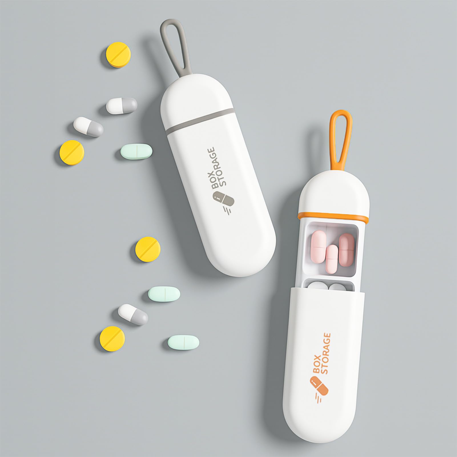 2PCS Portable Pill Organizer - 3 Compartment Daily Travel Medicine Case Small Pocket-Sized with Lock