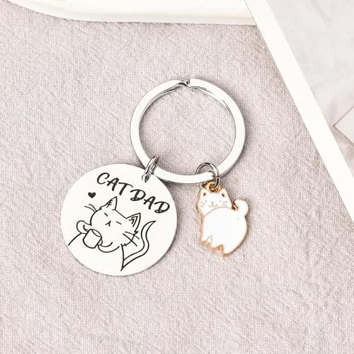 Hibetek Porte-clés chat intéressant café porte-clés chat papa porte-clés, blanc, Normal – vue 3