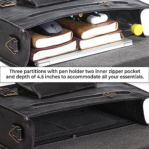 Spacious Leather Laptop Briefcase for Men - Everyday Handmade Messenger Bag for 17 Inch Laptops3