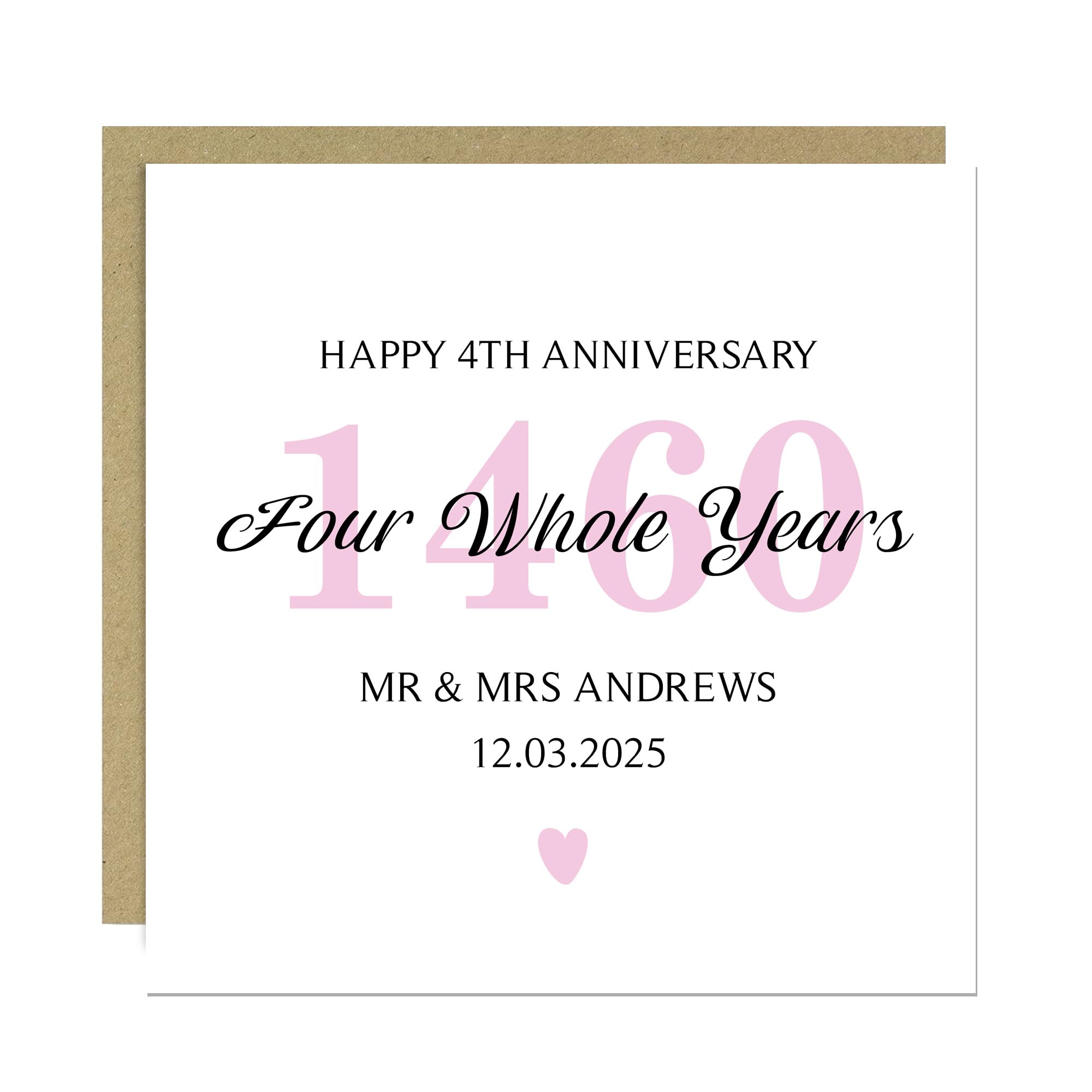 RED OCEAN Personalised 4th Wedding Anniversary Card For Husband Wife With Envelope Included Romantic Cards For Him Her 4th Anniversary Celebration Card 4 Whole Years