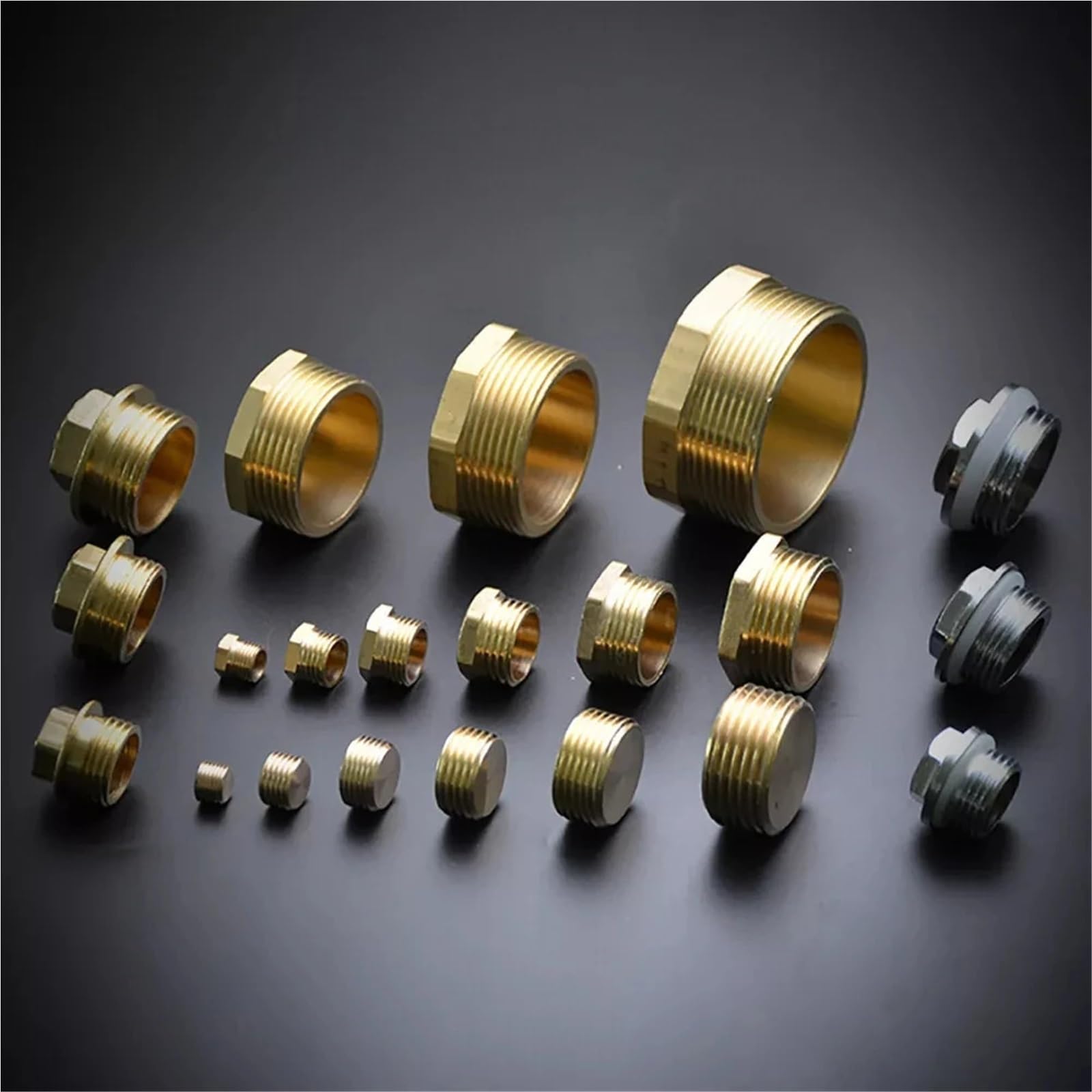 10 Uds latón 1/8 "1/4" 3/8 "1/2" 3/4 "1" BSP rosca macho tapa de extremo tapones de tope tornillo de extremo en el adaptador de conector acoplador de ajuste(Hex Plug 1)