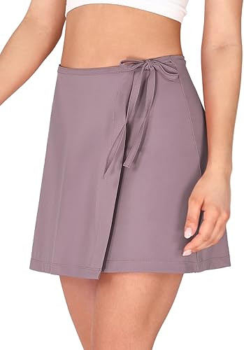 ODODOS Falda pantalón envolvente para mujer, pantalones cortos integrados, faldas de tenis de cintura alta con bolsillos para golf atlético casual