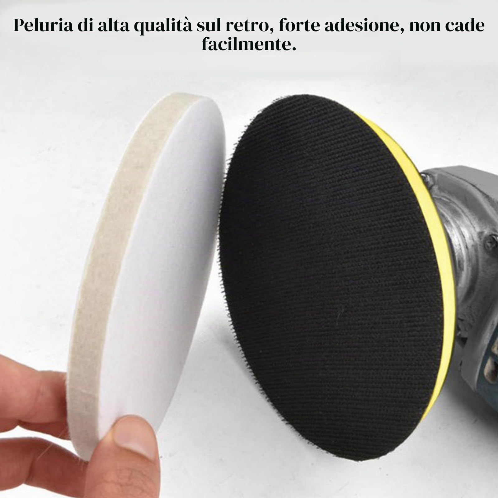 4 Pezzi Dischi Lucidatura Lana 100mm * 9mm Feltro Lucidatrici Disco con Platorello, Adattatore M14 per lucidare vetro, plastica, metallo, marmo, Mobili, Automobili
