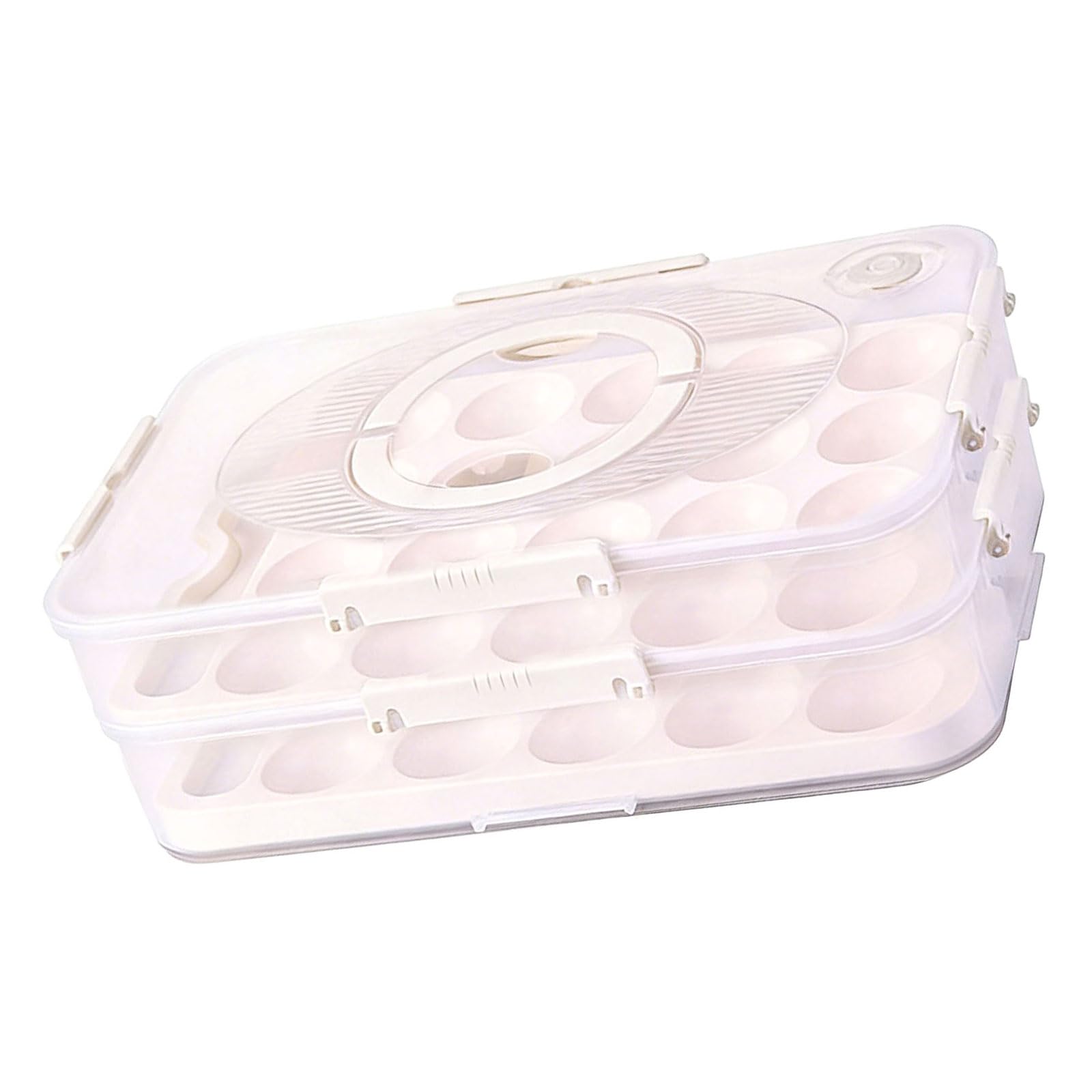 Stackable Refrigerator Eggs Organizers with Handles and Latches Keep Secure During Travel Tray with Lid Portable Carriers