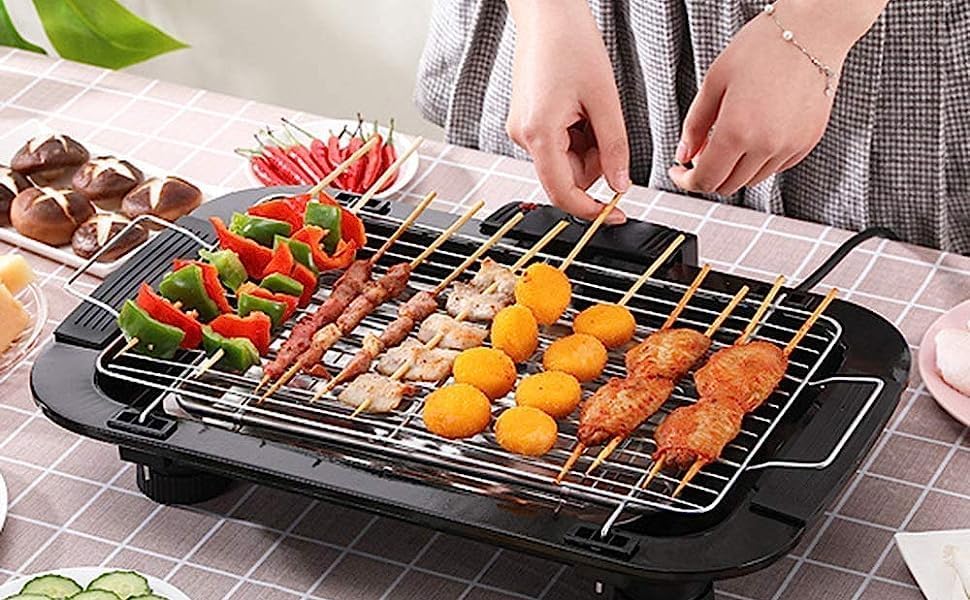 Drumstone (𝟏𝟓 𝐘𝐞𝐚𝐫𝐬 𝐖𝐚𝐫𝐫𝐚𝐧𝐭𝐲) Barbeque Grill Grilling Set Machine Charcoal Electric Dual-Purpose Household Outdoor Multi-Function Double Electric Oven 2000W Barbecue for Home - Image 3 thumbnail